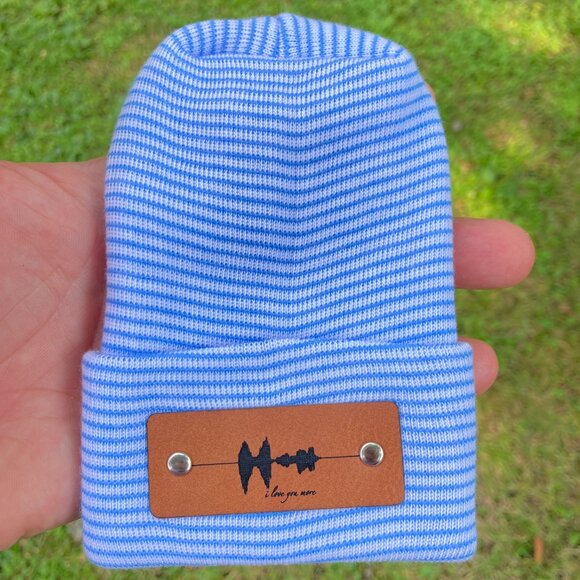 I Love You More Soundwave Newborn Baby Beanie - Blue - Premade - Picture 7 of 8